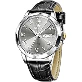 OLEVS Mens Watches Mens Leather Watch Ultra Thin Watches for Men Minimalist Watch with Leather Band Quartz Analog Dress Casual Simple Lightweight relojes para Hombres