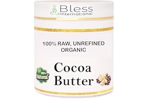 BLESS INTERNATIONAL Organic Raw Cocoa Butter 100% Pure,Natural & Unrefined| Skin Moisturizer For Face, Body & Hair| 1 LBS/450 GM Ivory / White Grade A | DIY Creams, Balms, Lotions, Soaps| Softens Dry & Tough Skin