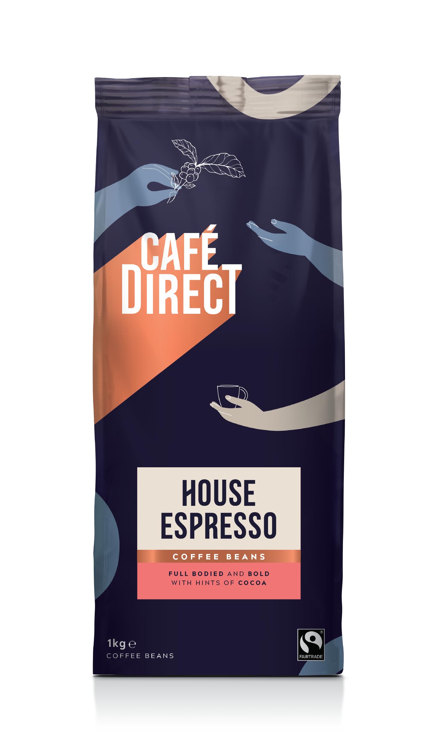 Cafédirect Familia Espresso Italian Style Coffee Beans 1kg - Dark Roasted Blend of Fairtrade Arabica and Robusta Whole Coffee Beans - Ideal for Espresso Machines