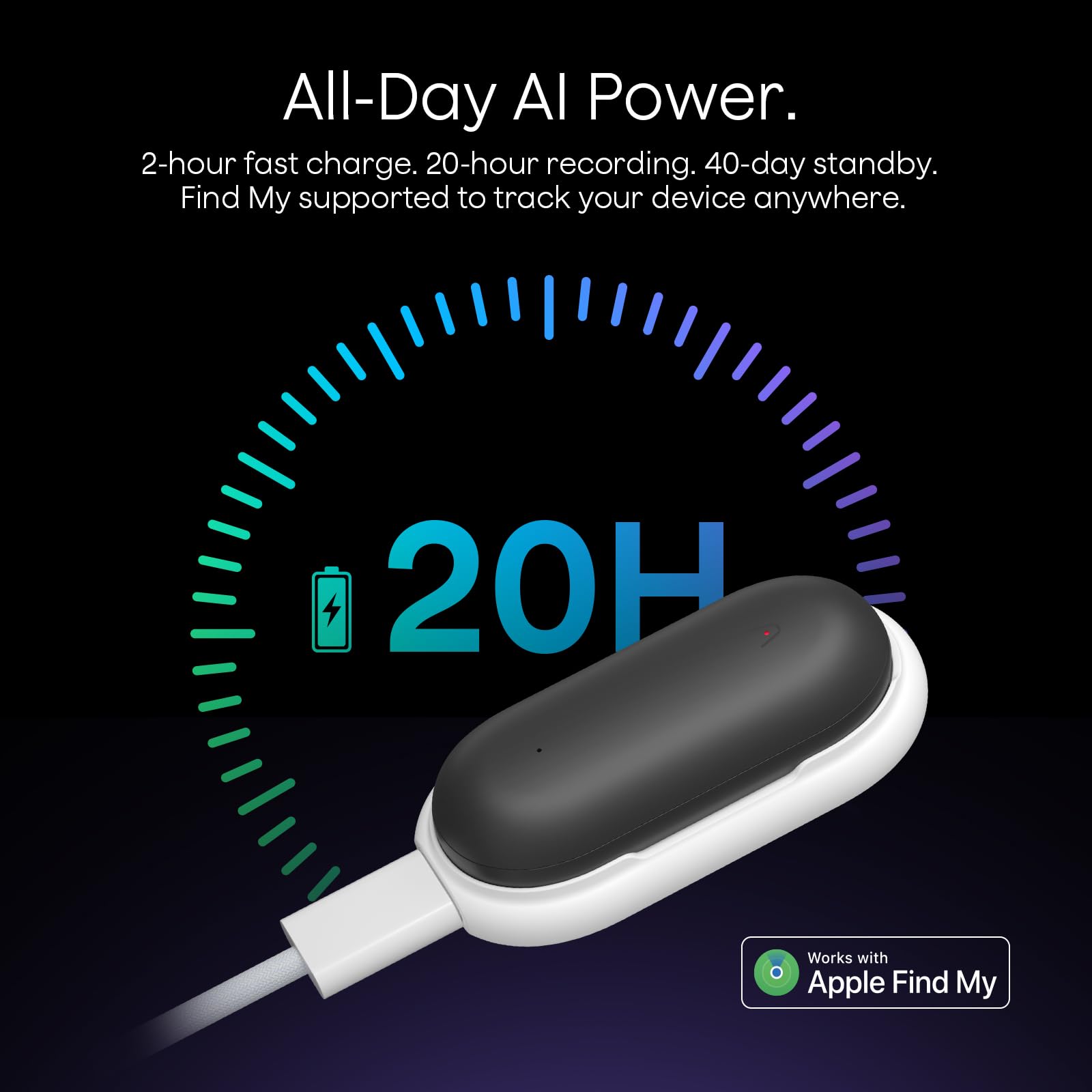 Plaud NotePin Voice Recorder, AI Voice Recorder, App Control, AI Notetaker, AI Transcribe & Summarize, Support 112 Languages, 64GB Memory, Audio Recorder for Lectures, Meetings, Cosmic Gray