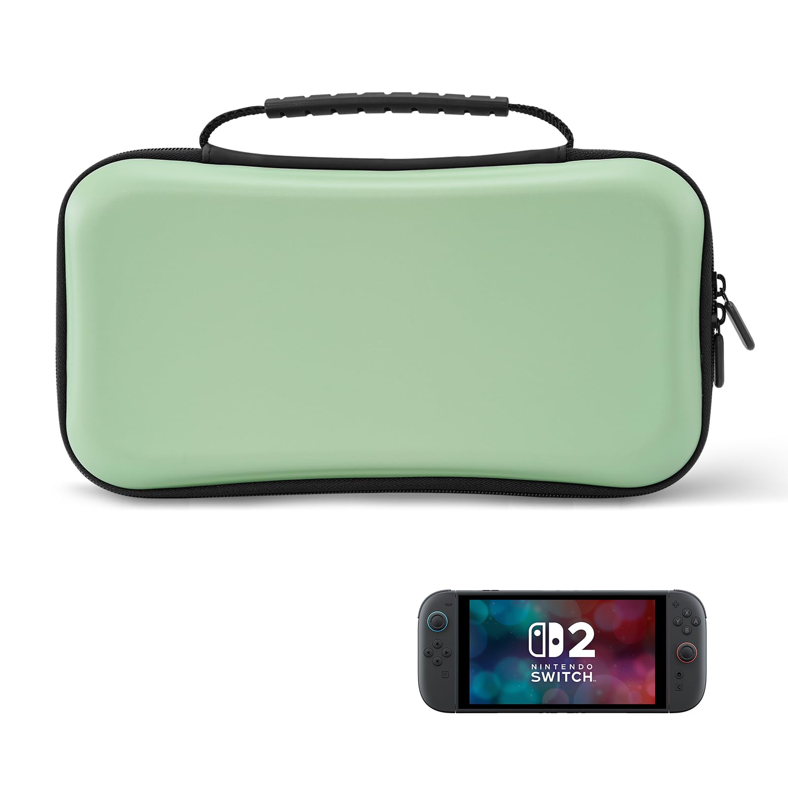 iDLEHANDS Hard Shell Carrying Case for Nintendo Switch 2 (2025), Ultra Slim Portable Travel Game Bag with Storage for 24 Game Cartridges & Accessories,Green