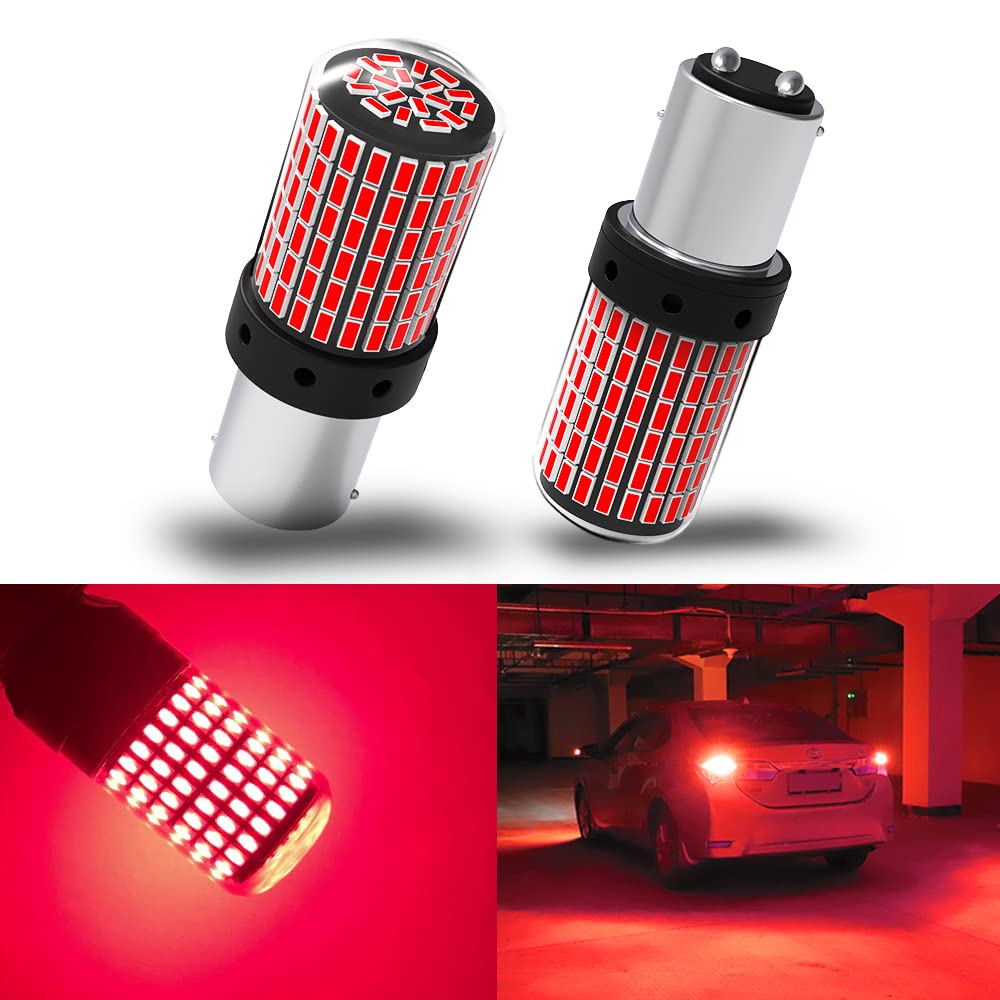 Photo 1 of Yifengshun 1157 LED Bulbs Red, Brake Stop Light Super Bright 3000 Lumens Error Free Canbus, BAY15D 7528 2057 2357 Automotive Led Tail Rear Light Bulb for Car RV Truck 144SMD (2PCS)