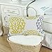 CaliTime Canvas Pillow Cover Case for Couch Sofa Home Decoration Three-Tone Floral Compass Geometric 12 X 20 Inches Yellow/Gray