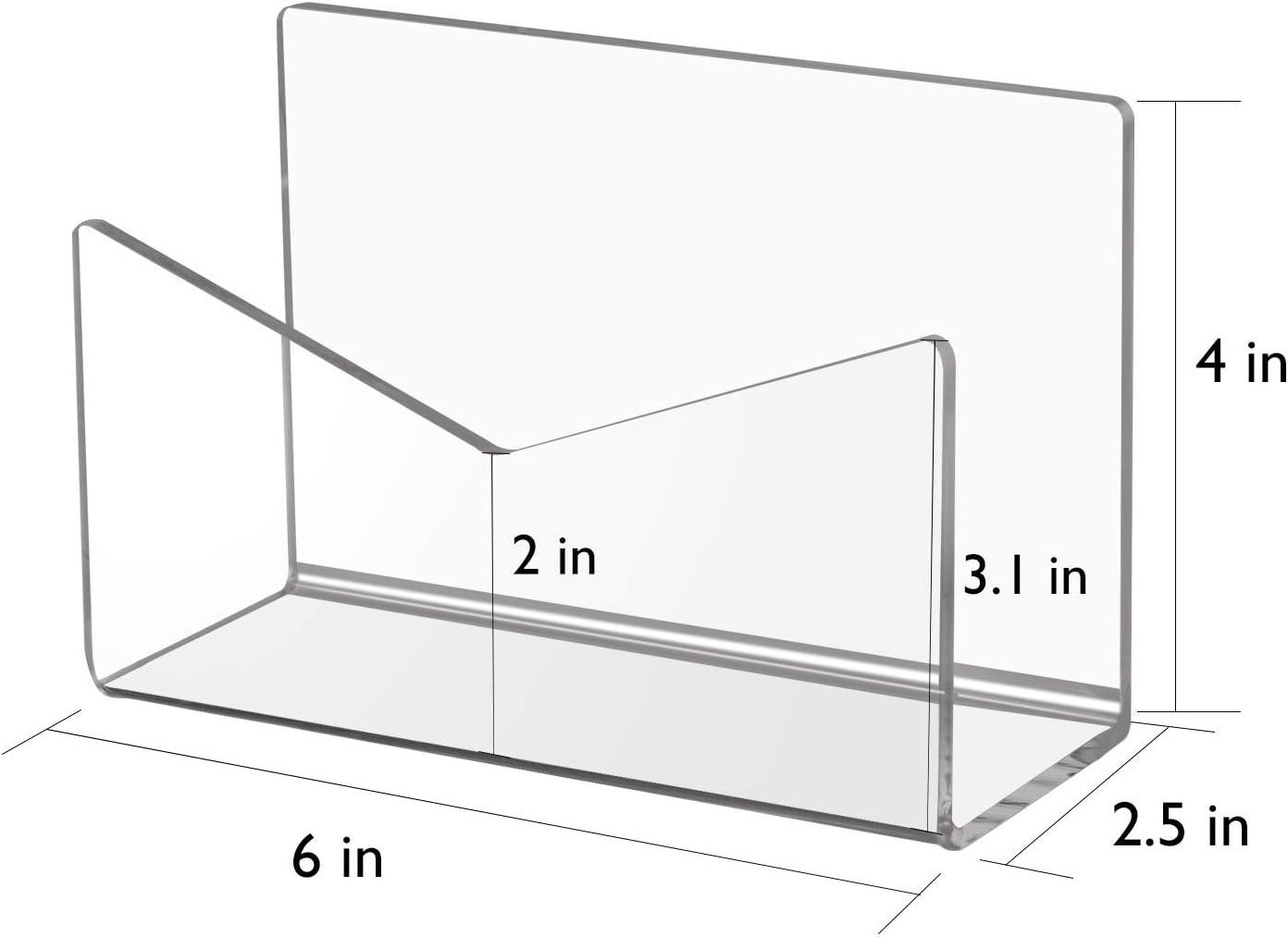 Ktrio Acrylic Mail Holder Mail Organizer Countertop, Letter Holder for Desk 6x2.5x4 Inches Envelope Holder Mail Sorter Stand for Home Office School : Office Products