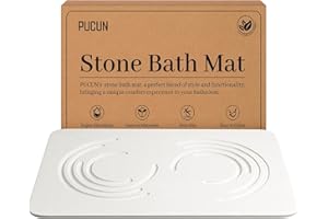 PUCUN Stone Bath Mat Diatomaceous Earth Shower Mat,Quick Drying Diatomite Bath Stone Mat for Bathroo...