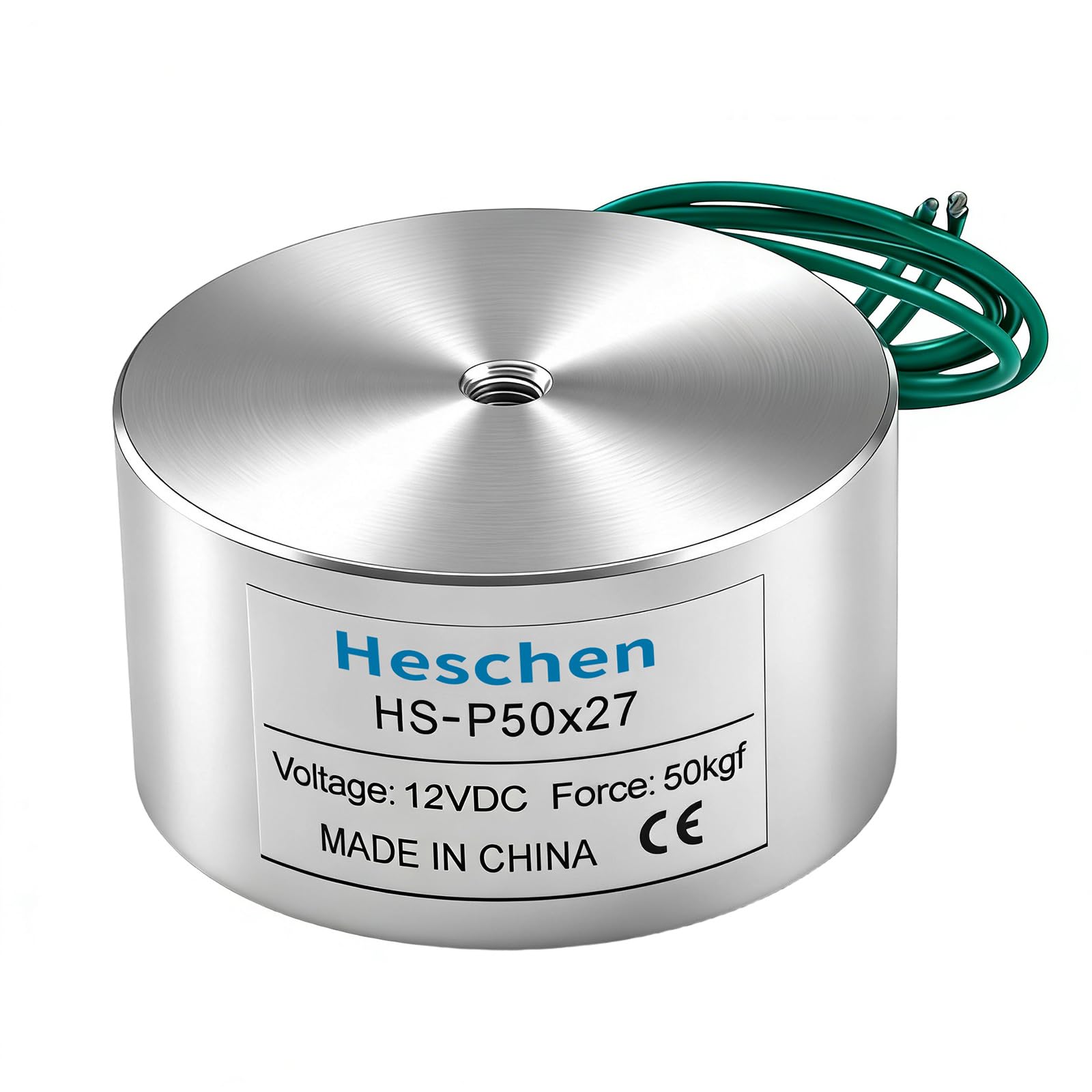 Heschen Electromagnet Magnet Solenoid P50/27, OD: 50mm, DC 12V, 50Kg/110 lb