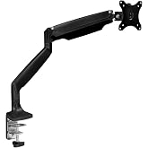 Mount-It! Single Monitor Arm Desk Mount with Gas Spring, Height Adjustable Monitor Stand for 13&ndash;32 Inch Screens up to 20 lbs, VESA 75x75 &amp; 100x100, C-Clamp &amp; Grommet, Sit-Stand Desk Compatible