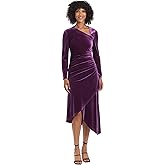 Maggy London Womens Long Sleeve Asymmetric Neck and Hem Dress