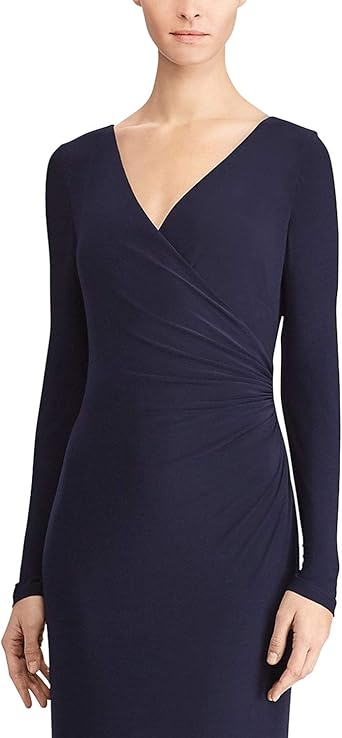 ralph lauren tulle panel jersey gown