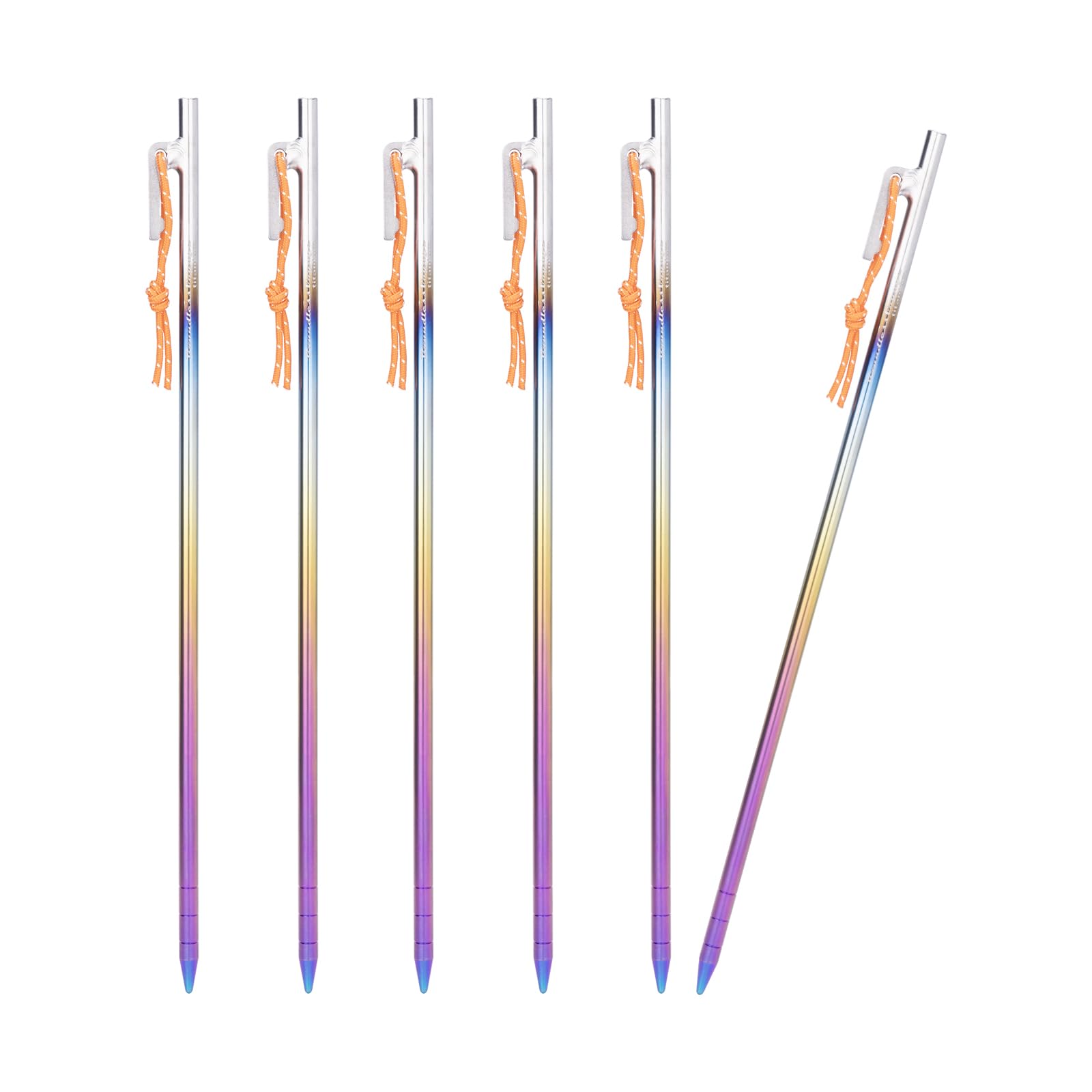 iBasingo 6 pcs/lot 35cm Long Titanium Alloy Tent Pegs Camping Metal Tent Stakes Pins Outdoor Awning Mat Fixing Accessories Heavy Duty Tent Nails Durable Stakes for Hard Gound Ti4013P