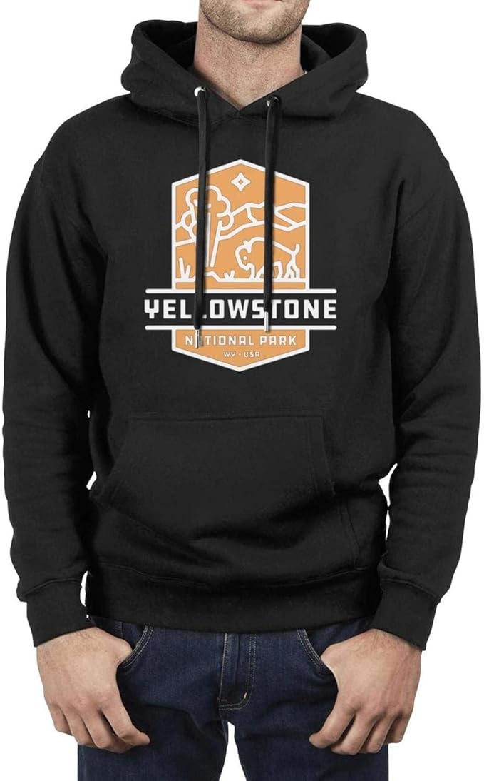 Warm Hoodies for Men Yellowstone National Park White