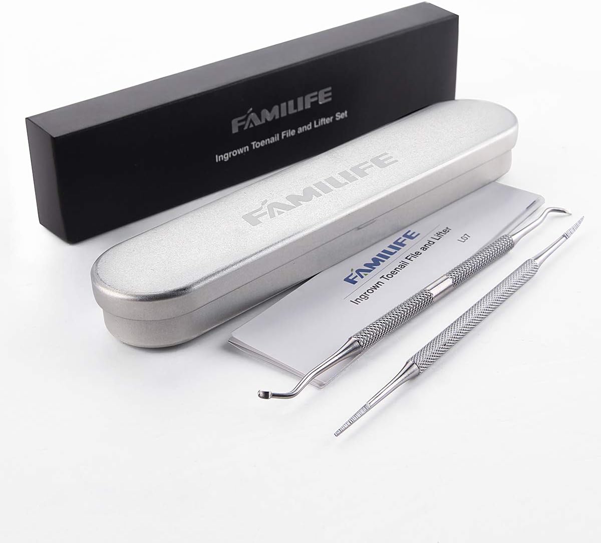 FAMILIFE L07 100% Stainless Steel Ingrown Toenail File and Lifter Double Sided with Storage Case (Ingrown Toenail File): Health & Personal Care