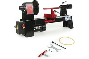 HIGHTALL Wood Lathe Machine, 8x 12 inch Benchtop Wood Lathe,1/3 HP Infinitely Variable Speed 750-3200 RPM,for Woodworking, Woodturning