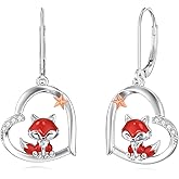 Shusukue Fox/Turtle Dangle Earrings 925 Sterling Silver Animals Earrings Jewelry Gifts for Women Teens