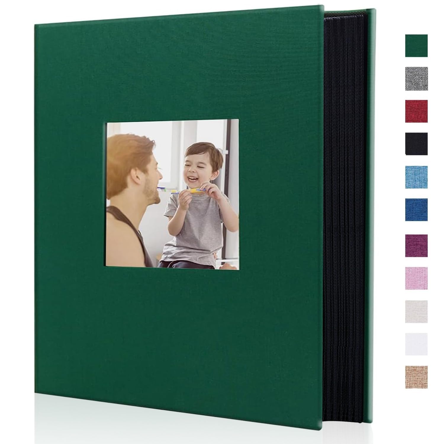 Miaikoe Photo Album 6x4 400 Pockets Slip in Large Capacity Album for Family Wedding Anniversary Linen Album Book Holds 400 Vertical 10x15cm Photos(400 Pockets, Dark Green)