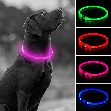 collar de perro led recargable por usb collar de mascotas con luz led que brilla en la oscuridad resistente al agua de tpu cortable para perros