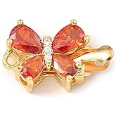 LiQunSweet 5 pcs Golden Color Butterfly Brass Micro Pave Cubic Zirconia Connector Box Clasps Spring Insect Animal Slide Clasps for DIY Jewelry Bracelet Necklace Earring Crafts