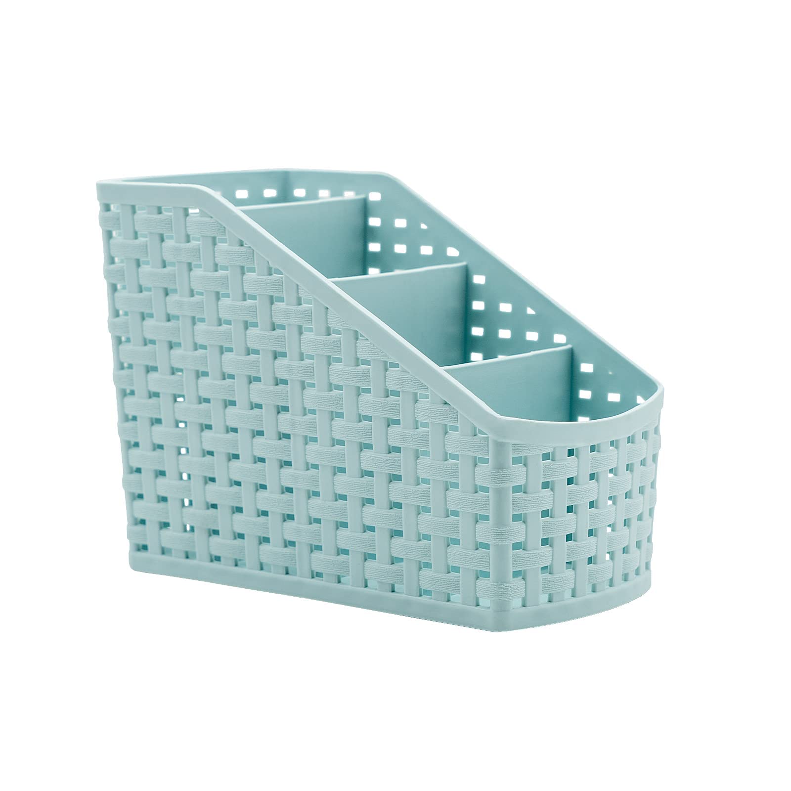 Fai Top Storage Basket, Cosmetic Box Organiser,Plastic Storage Box Desktop 4 Grid Sub-grid Storage Case Multi-function Storage for Desktop Office Bedroom Countertop Home Kitchen-Blue