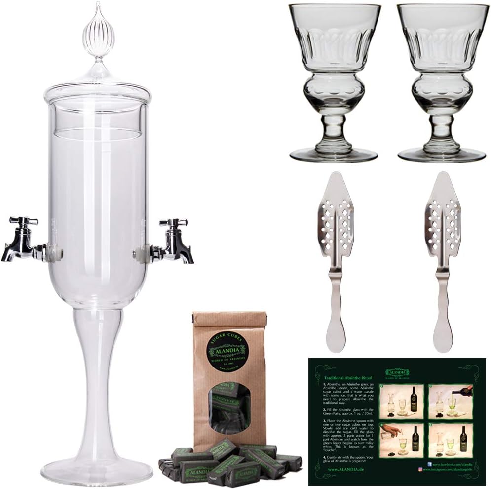 Set d'Accessoires pour Absinthe 1a Fontaine à Absinthe 2x Verres à