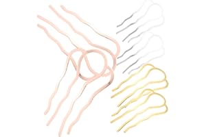 Mobestech 6Pcs Metal Hair Fork Clips Wave Design Side Hair Combs for Women in Gold Rose Gold Silver Easy Slide