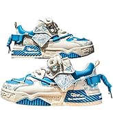 Hhhchpm Men's Trendy Street Style Skateboard Shoes, Comfy Non Slip Lace Up Casual Sneakers for Men's Outdoor Activities