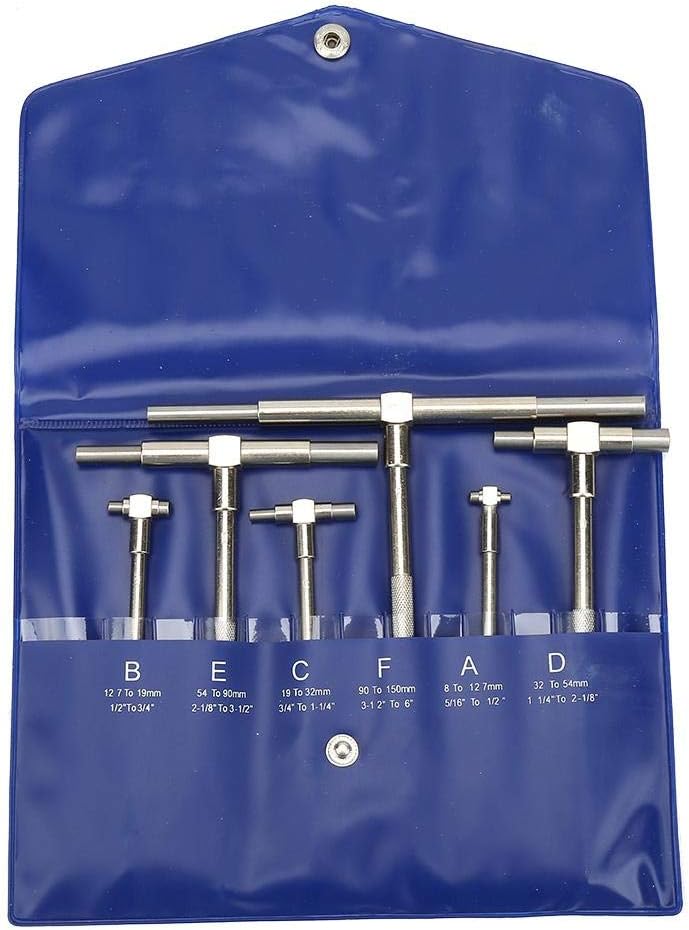 Liukouu 6Pcs/Set Telescopic Gauge 8-150mm Adjustable Inner Diameter Gauge Micrometer Measuring Tools