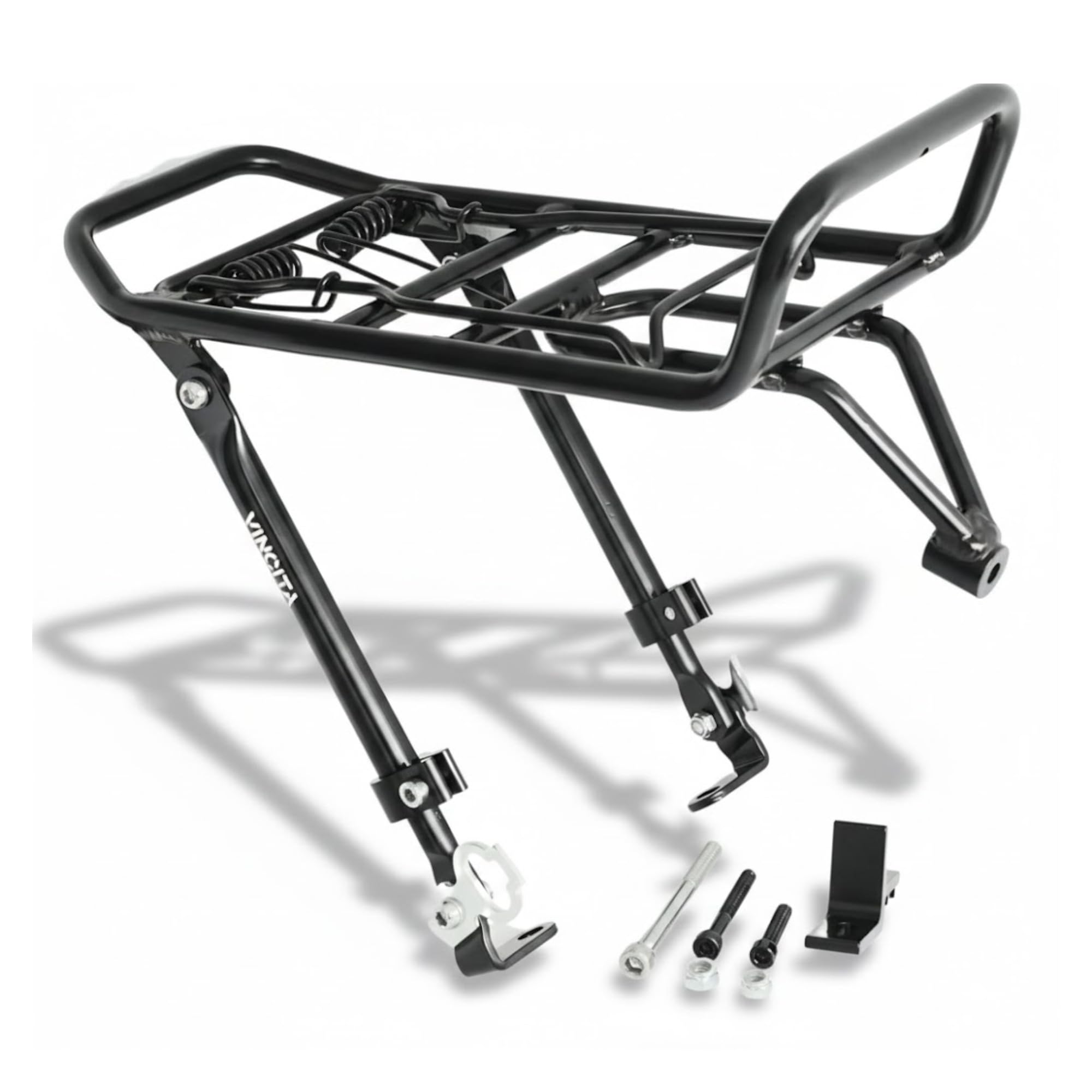 Vincita Front Rack for Bicycle - Cargo Rack for 16"-28" Wheels - Spring Clamp & Bungee Hook Anchor - 22 Lb Load Capacity - Ideal for Road, City, Hybrid Bikes & Ebikes.