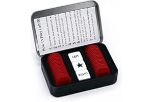 Bilywey Left Right Center Dice Game Set with 3 Dices + 36 Red Chips (Red)