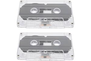 UKCOCO 2 Pcs Blank Audio Cassette Tape - 30 Min Recording Time Transparent Plastic Case Suitable for Music Recording and Portable Cassette Players