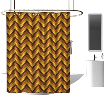 Amazon Com Qenuan Shower Curtain Yellow Chevron Chevron Pattern