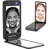 Vanexiss UV Camera for Sunscreen Test UV Mirror Sunscreen Camera, 4 Inch Vanity Mirror Rechargeable Compact Travel Makeup Mirror Handheld Double-Sided Pocket Mirror for Skin Protection(Dark Black)