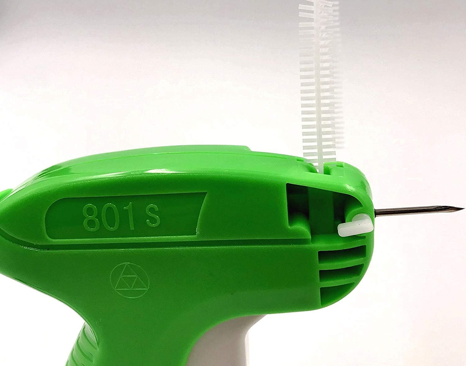 JZK 1 Green Clothes Tagging Gun and Safety Cover + 5 Backup tag Gun Needles + 1000 Pieces 50mm tag Gun barbs White Kimble barbs for Price Labels Tags for Clothes Socks - Image 3