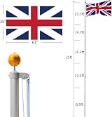 Bonnlo 25ft Upgraded Sectional Aluminum Flagpole UK 3x5 Flag Kit view 2