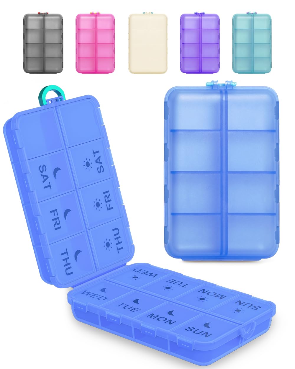 Photo 1 of Pill Organizer Medicine Organizer Travel Essentials - Weekly Medicine Dispenser with Etched Labels, 7 Day AM PM Dispenser, Travel Pill Box, Foldable Medicine Case