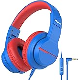 iClever Kids Headphones for School Travel, Safe Volume Limited, HD Mic Stereo Sound Over-Ear Girls Boys Headphones for Kid, F