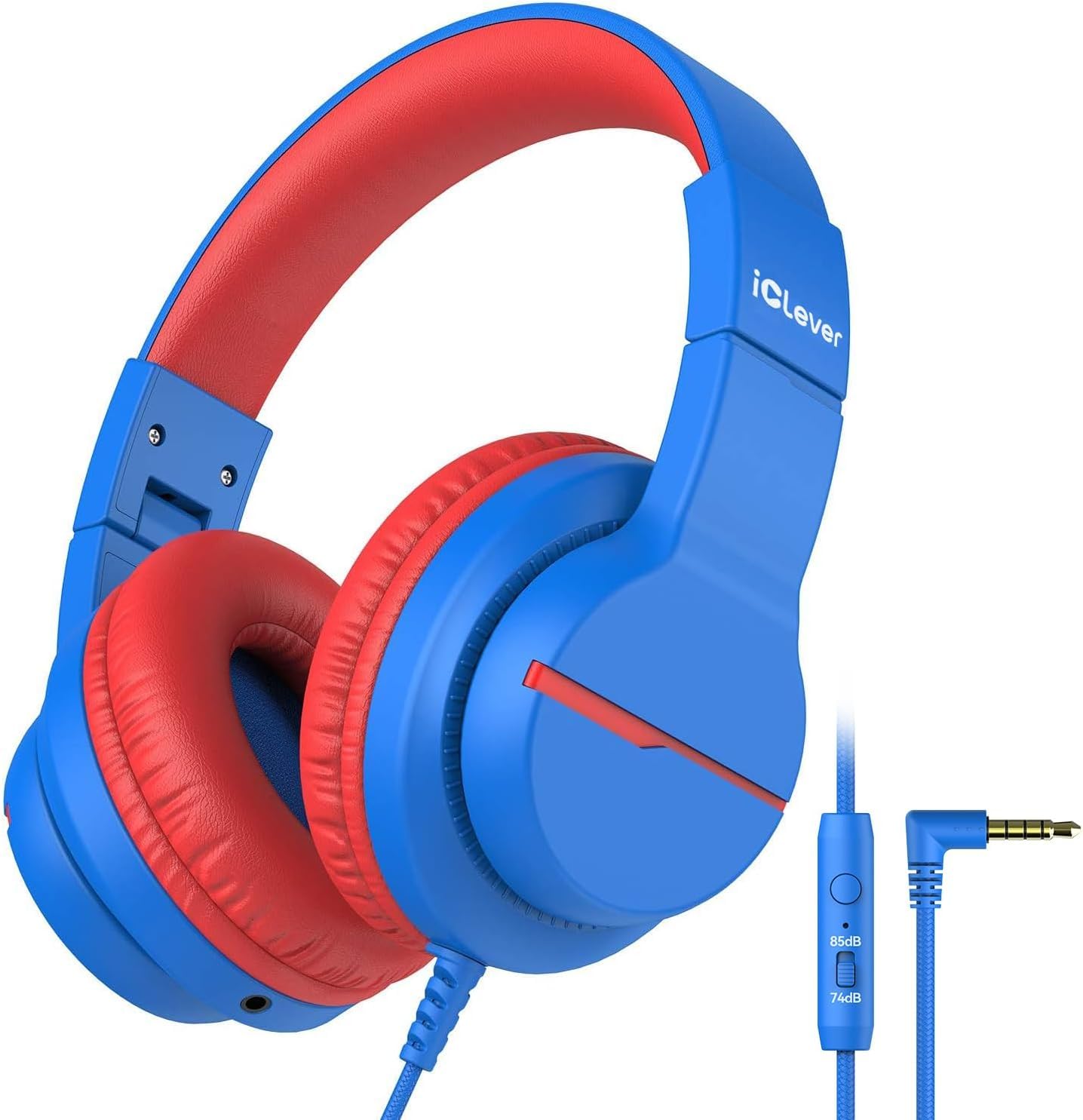 Photo 1 of iClever Kids Headphones for School Travel, Safe Volume Limited, HD Mic Stereo Sound Over-Ear Girls Boys Headphones for Kid, FunShare Foldable 3.5mm Wired for iPad Computer, HS19
