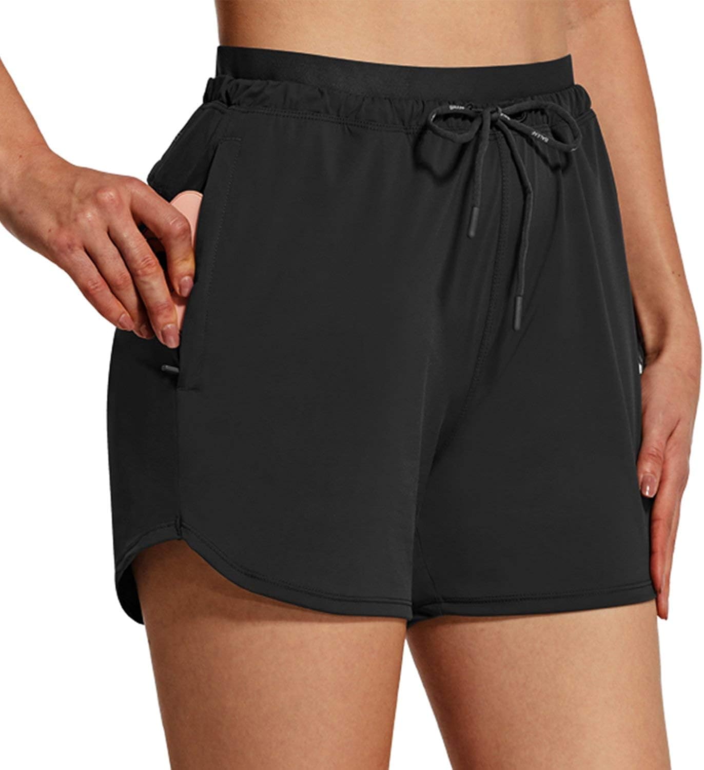 BALEAF Women's Shorts 4" Hiking Shorts Quick Dry with Zip Pockets UPF 50+ Stretch Outdoor Running Active Workout Gym: Clothing