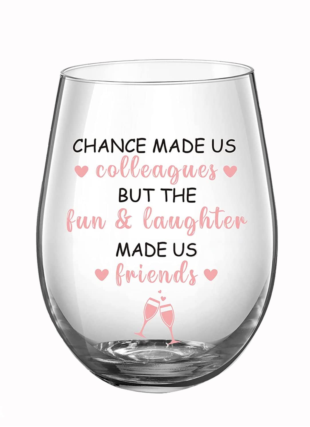 JUWNMANT Chance Made Us Colleagues Stemless Wine Glass, 17 oz, for Colleagues Leaving Staff Leaving Farewell Retirement Party Boss Thank You Birthday Gift Decoration