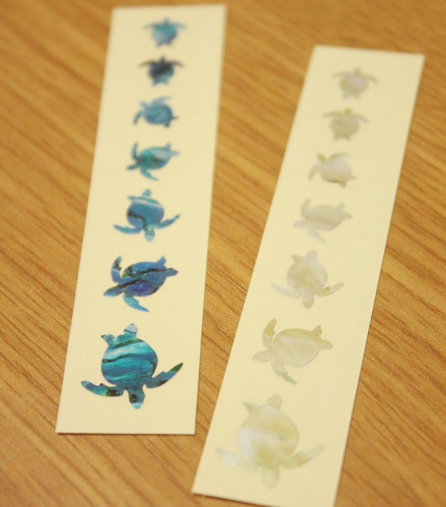 Inlaystickers Fingerboard Position Marker for Ukulele - Honu/Sea Turtles (2 Colours) UKF-248HT-AZ, White Pearl & Abalone Blue, Set - Image 3