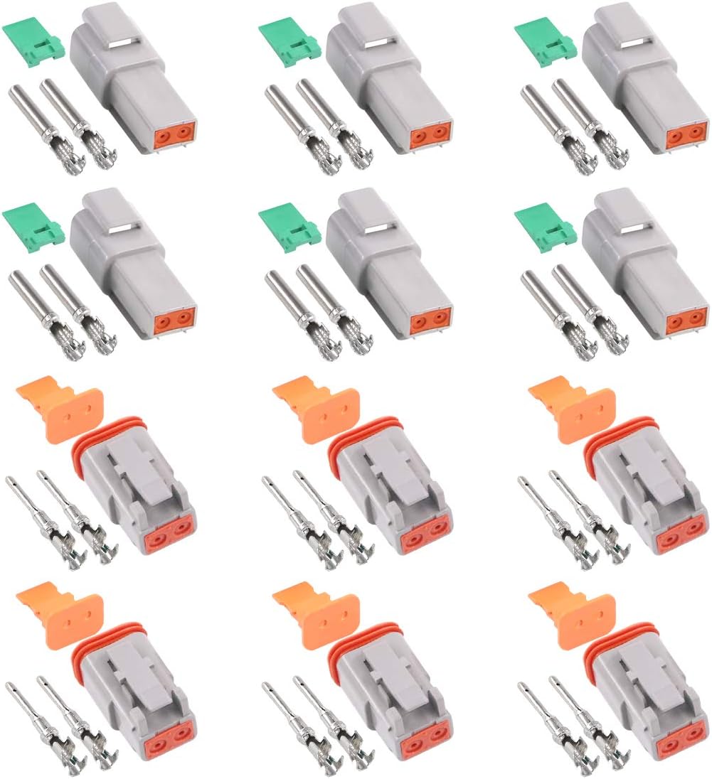 Glarks 30Pcs 2 Pin Way Sealed Gray Male and Female Auto Waterproof Electrical Wire Connector Plug 22-16AWG Connector for Motorcycle, Scooter, Car, Truck, Boats: Automotive