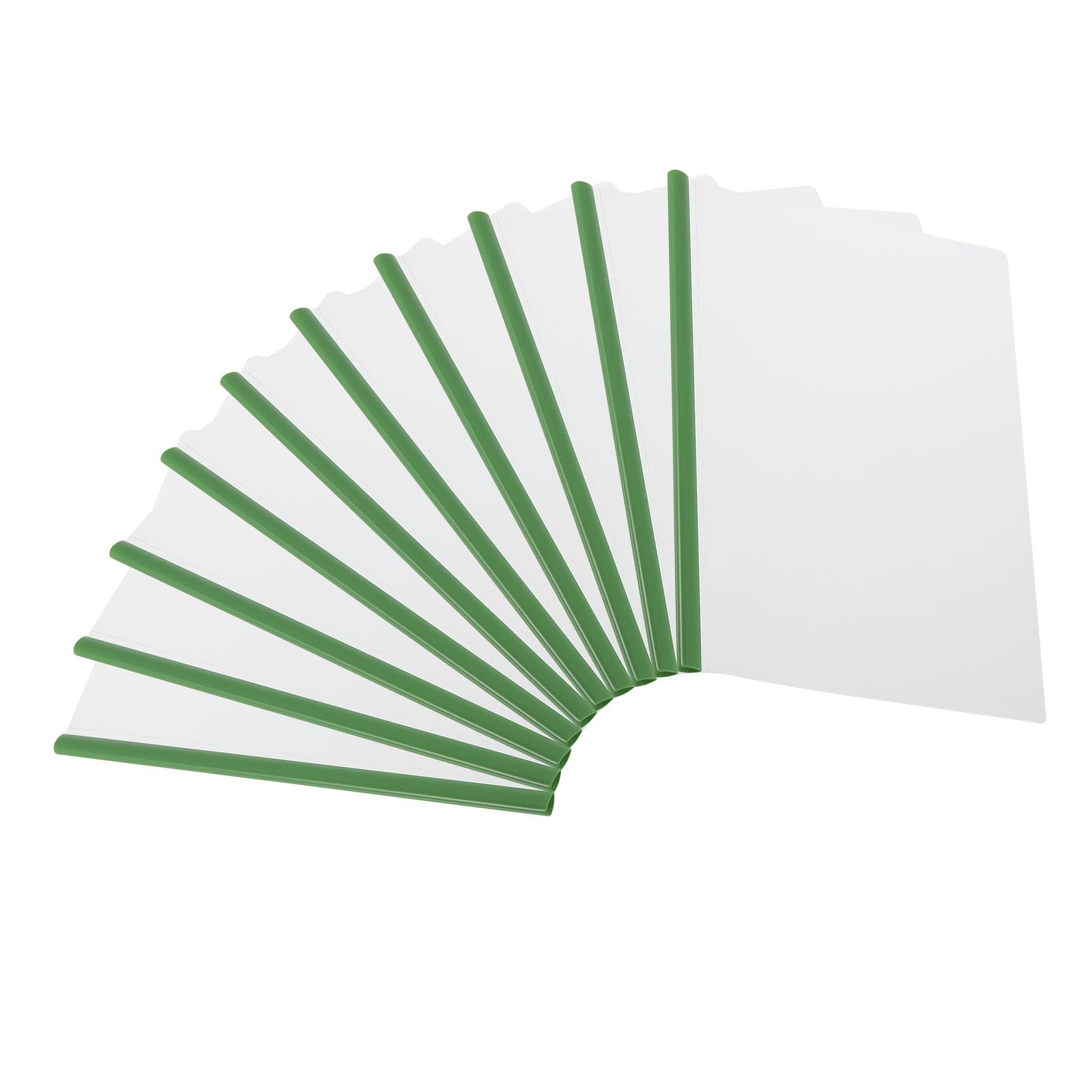 PATIKIL Clear Report Covers with Sliding Bar, 10 Pcs 8 mm Slide-Grip Resume Cover 50 Sheets Capacity, A4 Presentation Folders for File, Resume, Green