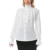 gaohat Womens Victorian Gothic Vintage Pirate Blouse Renaissance Ruffled Shirt