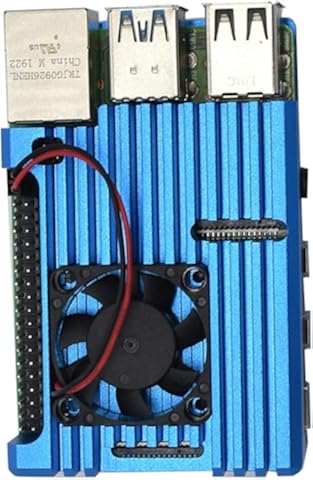 Wivarra para Raspberry Pi 4 4B Kit CNC Funda Protectora de Aluminio con Disipador TéRmico Ventilador Dual para Raspberry Pi 4 Modelo B (Azul)