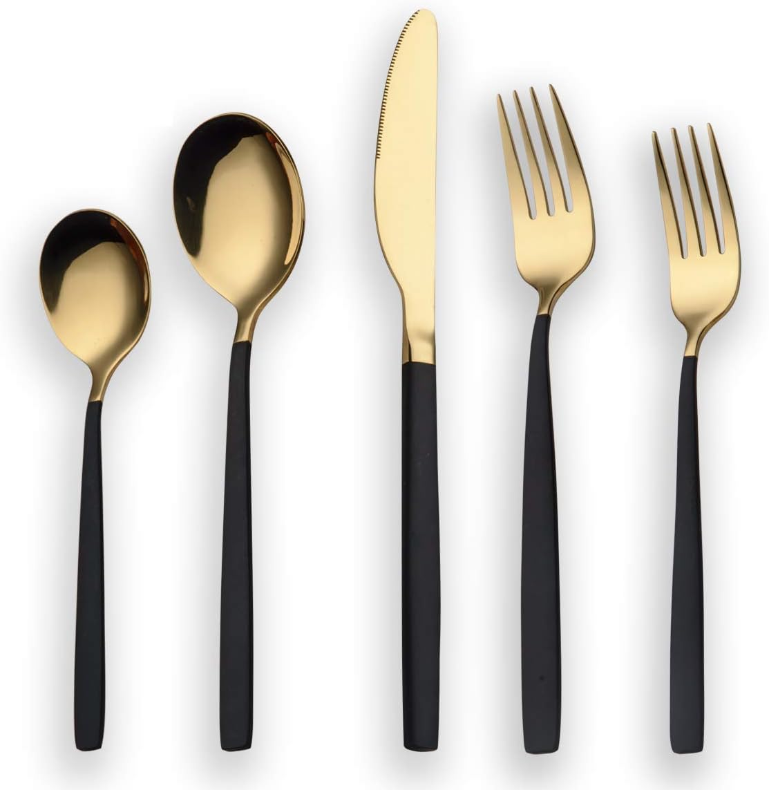  | Berglander 20 Piece Titanium Black Plated Stainless Steel Flatware Set, 20 Pieces Black Silverware Set, Black Cutlery Set, Service for 4 (shiny Black): Flatware