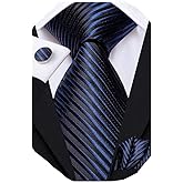 Dubulle Mens Paisley Floral Silk Tie for Men Striped Necktie and Pocket Square Cufflinks Set Wedding Business