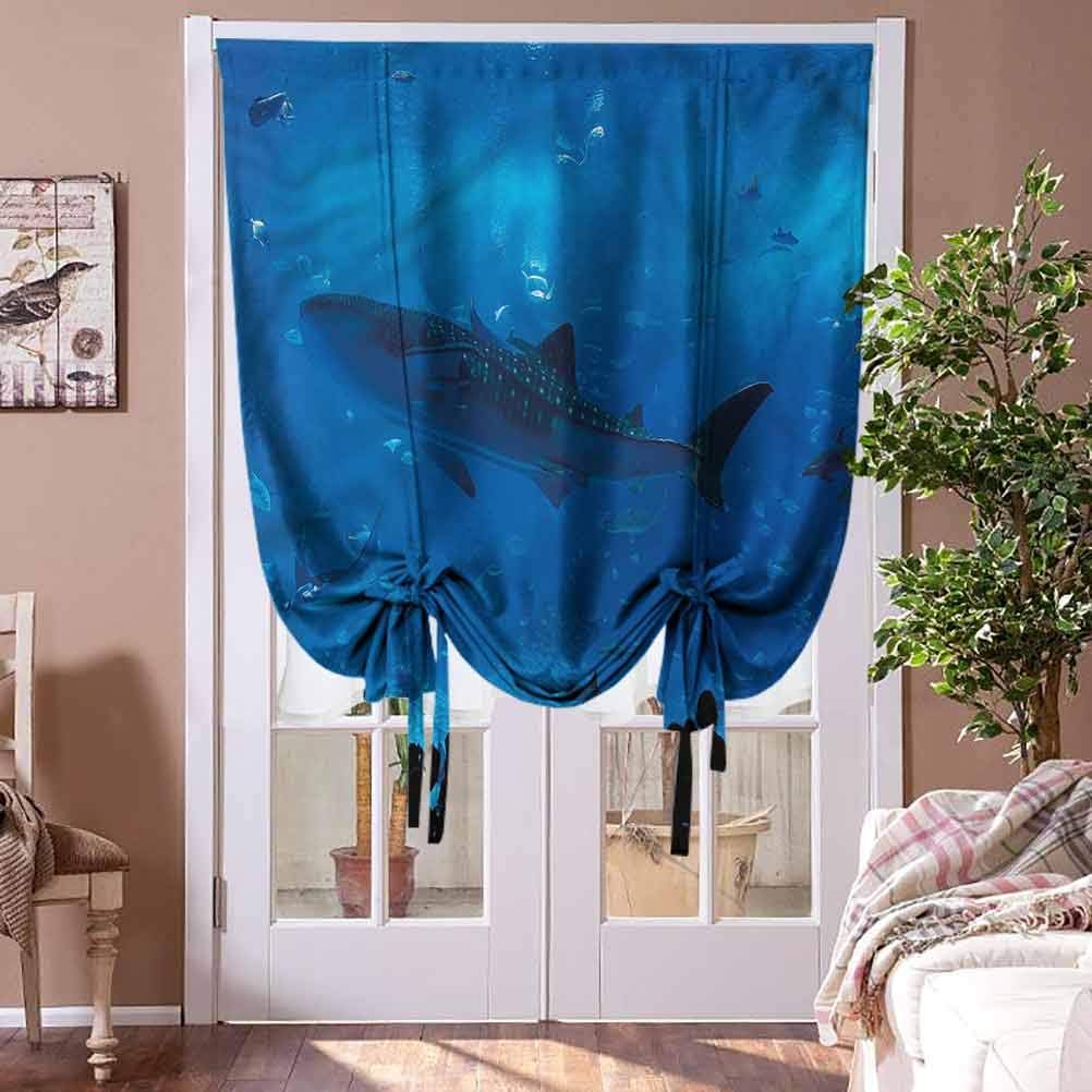 HouseLookHome French Door Curtains Shark Insulating Room Darkening Blackout Drapes Aquarium Park and People for French Doors Rod Pocket Panel, 36" W x 72" L