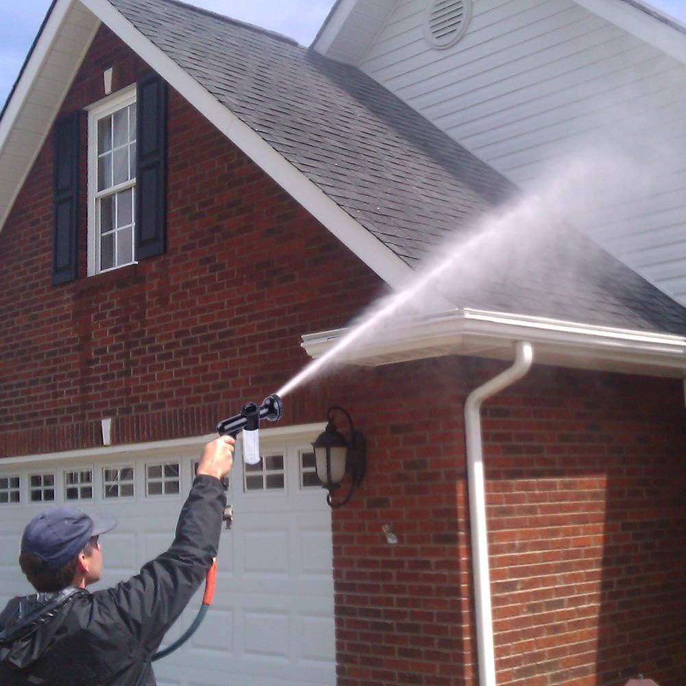 Garden Hose Nozzle, High Pressure Hose Spray Nozzle 8 Way Spray Pattern with 3.5oz/100cc Soap Dispenser Bottle Snow Foam Gun for Watering Plants, Lawn, Patio, Car Wash, Cleaning，Showering Pet : Garden & Outdoor