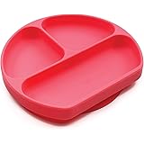 Bumkins Assiette à ventouse en silicone pour bébé - Sans BPA - Passe au micro-ondes et au lave-vaisselle - Rouge