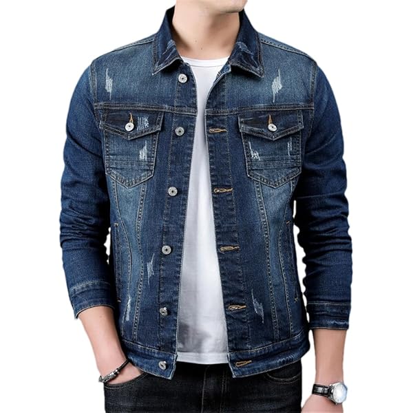 Wjnvfioo Spring Men's Casual Cotton Denim Jacket Classic