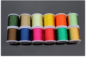 Tigofly 12 pcs 40 Yards Fly Tying Floss Thread 150D Silky Yarns Salmon Trout Fly Fishing Tying line Materials (12 Dark Colors